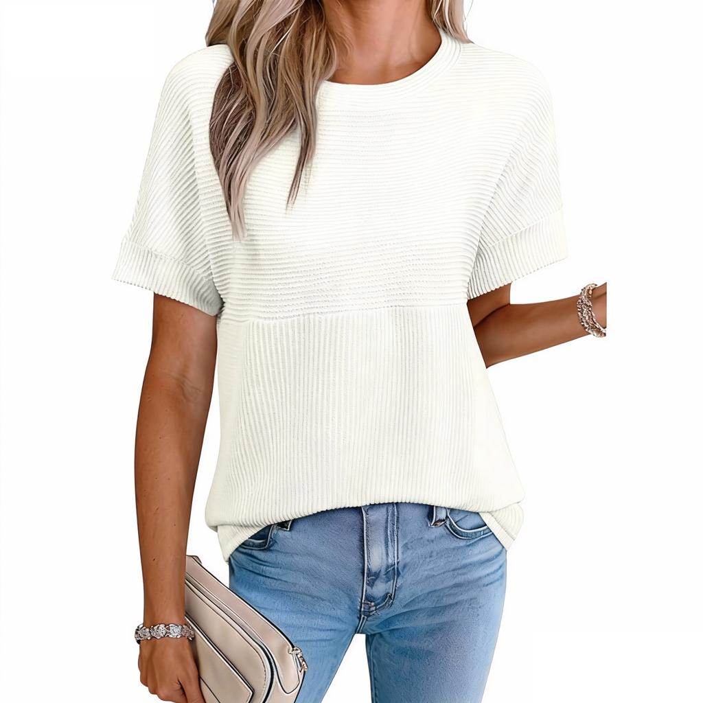 Women's Fashionable Casual Summer Color Short,sleeved Top