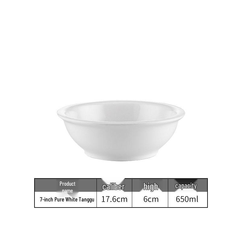Large Pure White Ceramic Soup Bowl for Home or Restaurant.