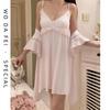 [Strict Selection] Acetate Lace Sexy Thin Natal Year Pajamas Women's French Pure Desire Wind Cool Medium and Long Pajamas