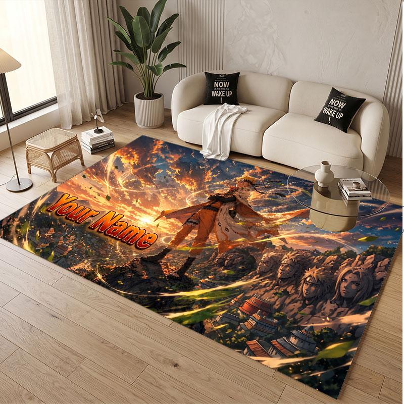 Custom Name Crystal Velvet Rug,Naruto Comfortable Anti Slip Floor Mat For Room Decoration