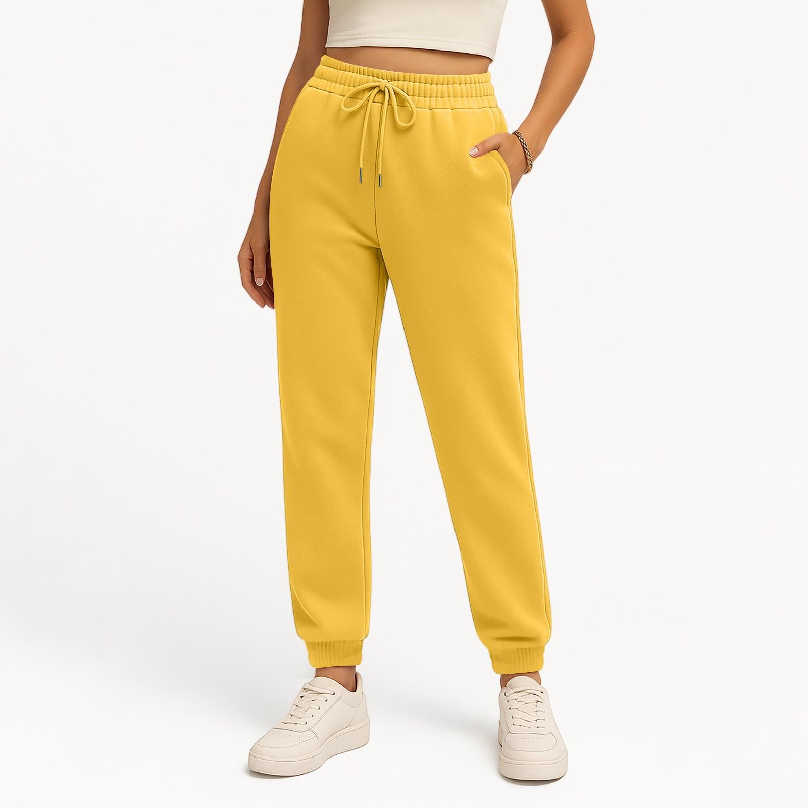 

Женские брюки с эластичной талией и манжетами, летние брюки свободного кроя для пеших прогулок, джоггеры с карманом XL жёлтый