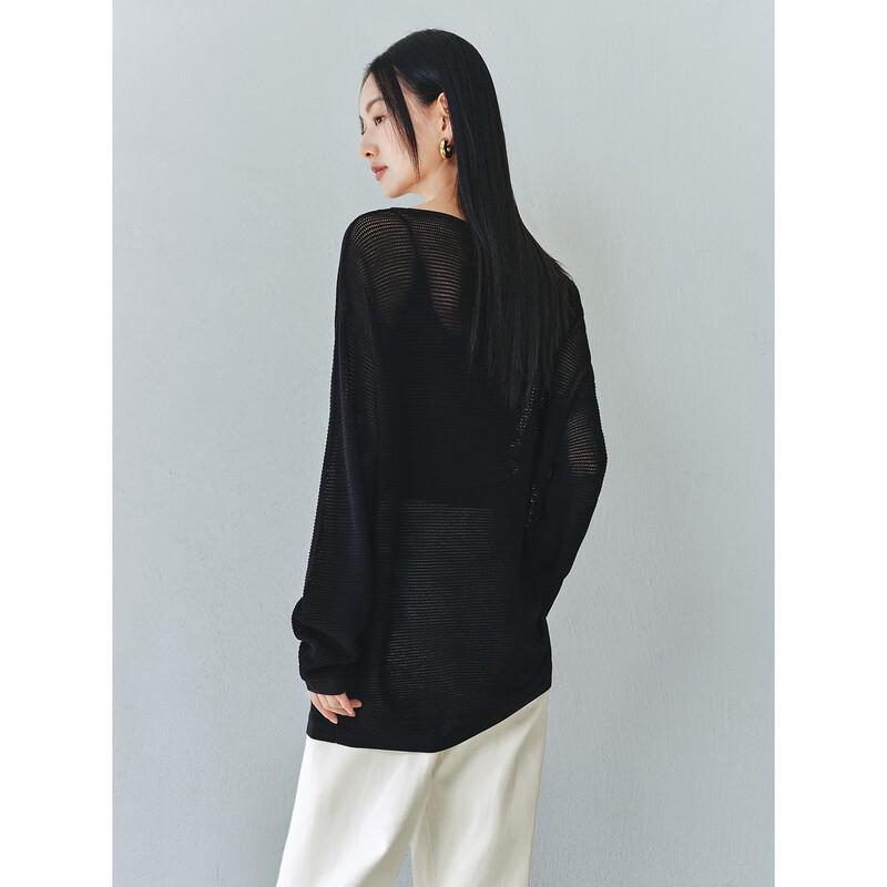 PEACEBIRD Women's Hollow Out Acetate Knit Top