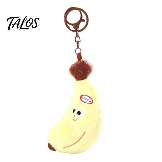 Macaron Color Banana Decor Cute Plush Keychain, Soft Stuffed Fruit Pendant Cartoon Doll with Embroidered Face, Bag Charm for Backpack Key Ring