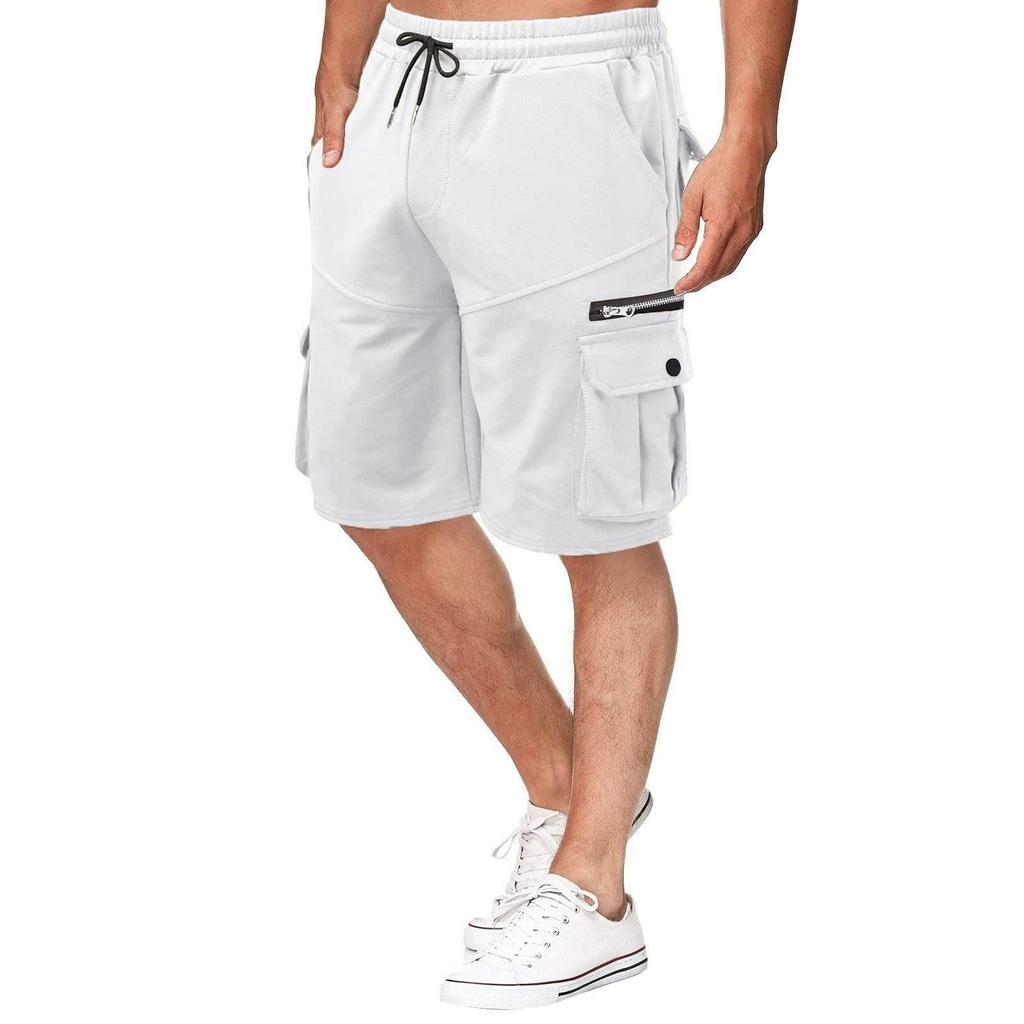 Pantaloncini da lavoro estivi da uomo Pantaloni larghi casual a cinque punti Pantaloncini da jogging da uomo con cerniera multitasche