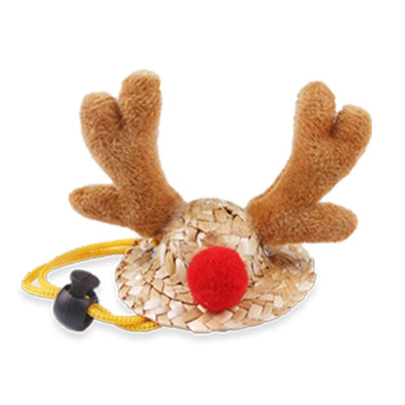 

Straw Elk Headwear Hat for Christmas New Year Gift Cosplay Supplies Costume Elk Hat Props Headpiece S