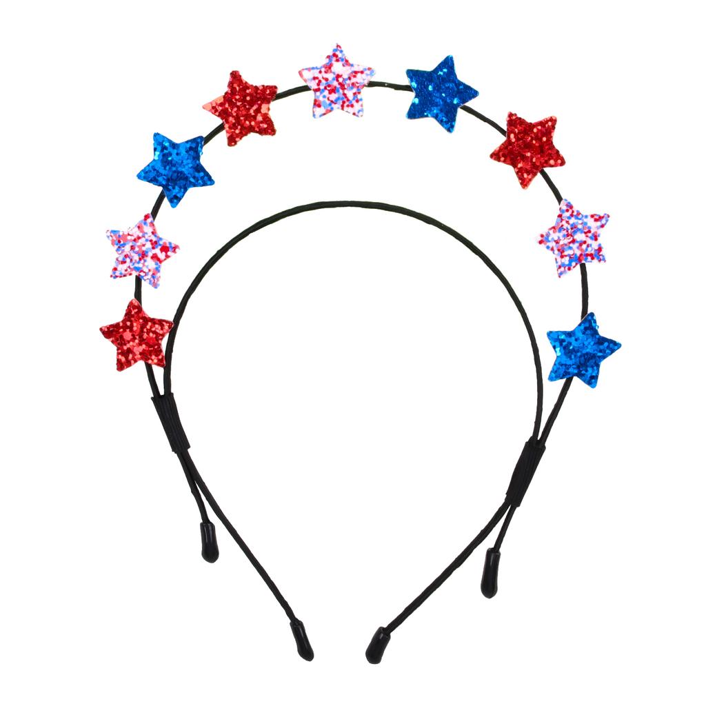 Multiple Stars Independence Day Hairbands Glitter Stars Headband Red Blue White Headdress for Independence Day Hair Accessories