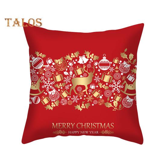 45x45CM Christmas Square Pillow Case Red Elk Snowflake Bell Stocking Star Zipper Reusable Sofa Bedroom Decoration Pillow Cushion Cover Party Supplies