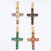 OCESRIO Grote Regenboog Kleurrijke Kruis Hangers voor Ketting Verguld Koper Zirkonia Religieuze Sieraden Componenten pdta638