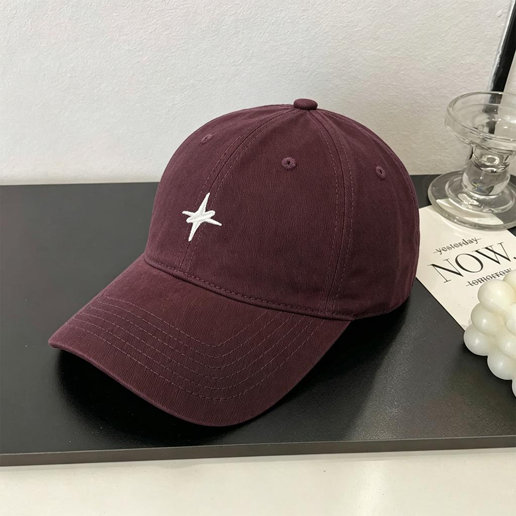 Simple pattern embroidery versatile soft top baseball cap Japanese and Korean style fashion embroidery cap men and women