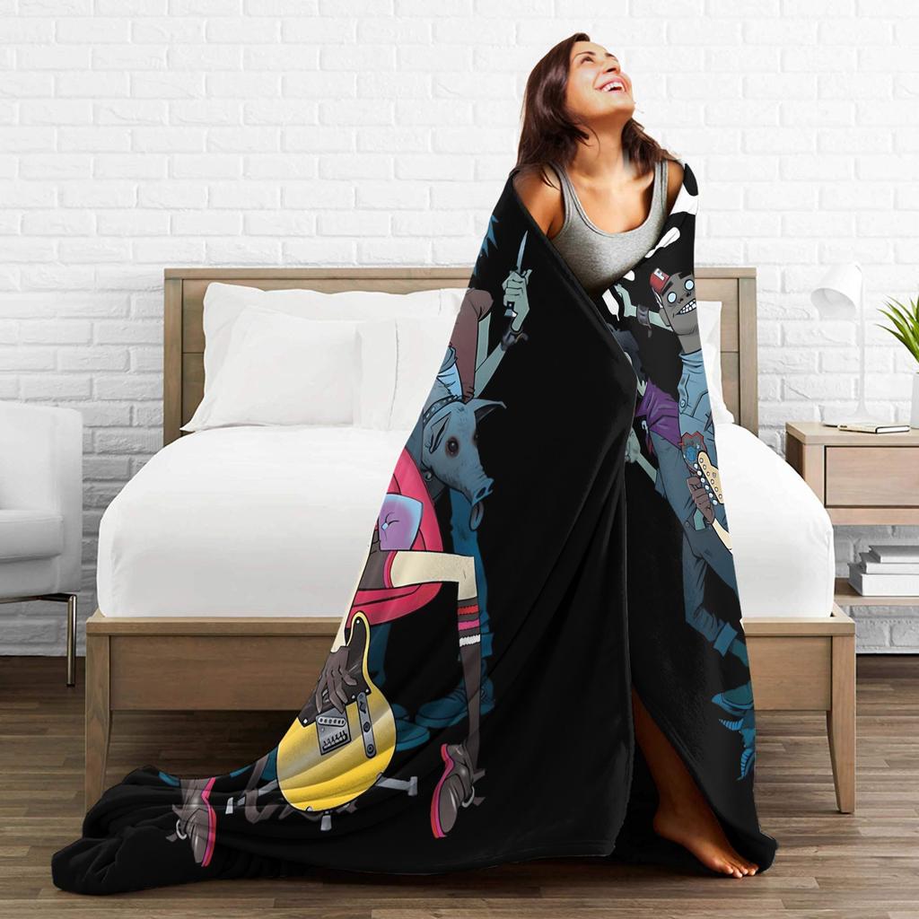 Play The Music With The Different Way Gorillazs Blanket Warm Fashion Plush Throw Blanket For Bed Flannel Bedspread Bed Cover