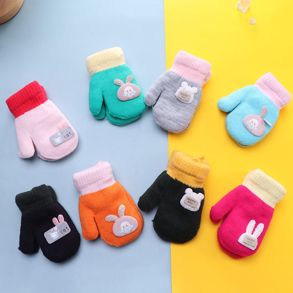 Thickened Rabbit Baby Toddler Children Warm Mittens Knitted Gloves Cartoon Gloves Baby Mittens