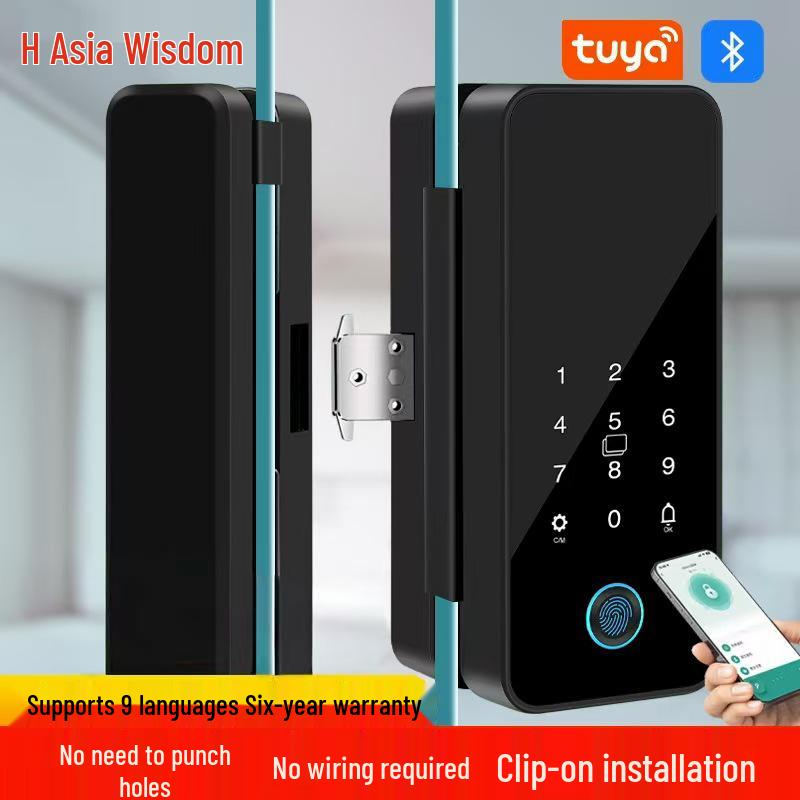 Fingerprint Glass Door Lock for Frameless/Framed Doors: Smart Electronic Lock with Password for Single/Double Doors in Offices.