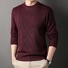 Fall Winter Sweater Round Neck Long Sleeves Solid Color Thick Stretchy Loose Knitted Warm Pullover Mid Length Daily Wear Top