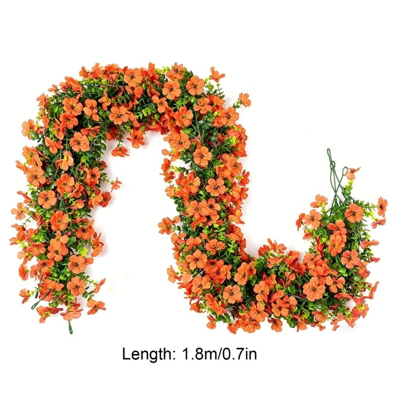 Realistische künstliche Pflanzen mit Plastikblumen, 1,8 Meter, Simulationspflanze, Hängedekoration für Kaminsimse, Wand