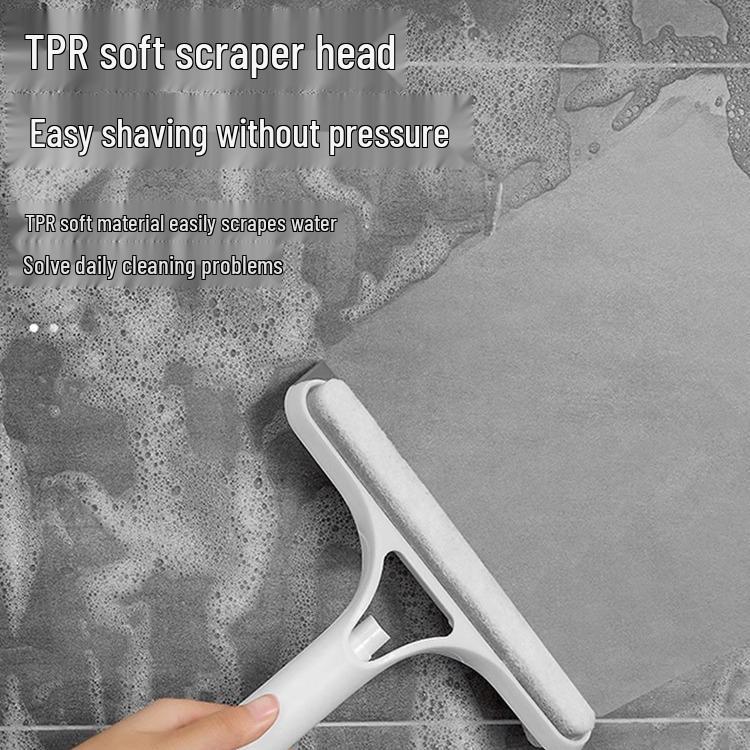 Dual Brush & Squeegee Glass Cleaner - 3-in-1 Multi-purpose Scrubber with Scouring Pad and Sponge