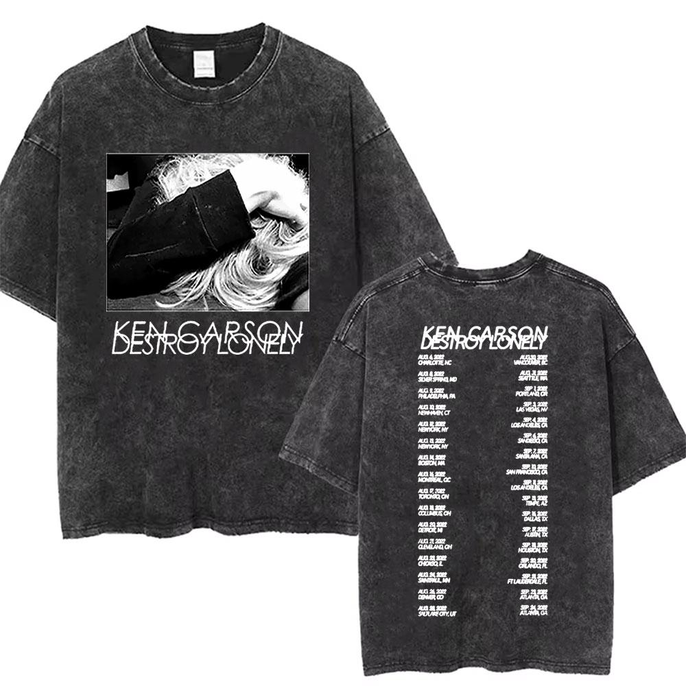 Washed Vintage Rapper Ken Carson A Great Chaos Album Tshirt Men Women Fashion Hip Hop Tshirts Male Casual Oversized T Shirts