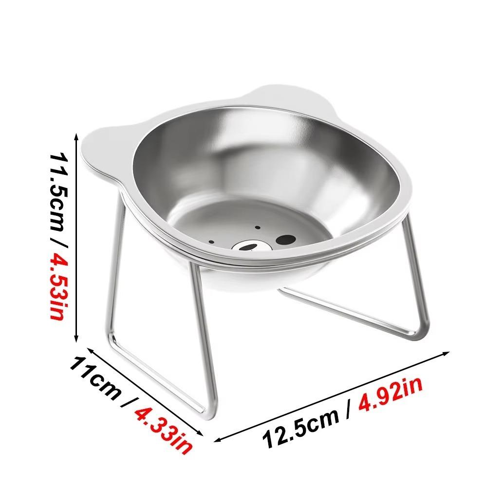 Stainless Steel Cat Bowl Raised Stand Design with Tilted Rims for Enhanced Neck Protection Durable Long-Lasting Pet Feeding Dish