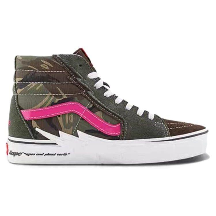 Aape X Vans Sk8 Camo Lightning High Top Skate Shoes Unisex Skate Shoes Military-Green VN0A5JIVCMA