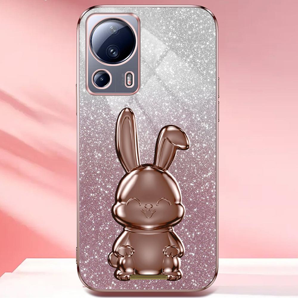 For Xiaomi 13 Lite/Civi 2 5G Case Glitter Rabbit Pull-out Kickstand Phone Cover