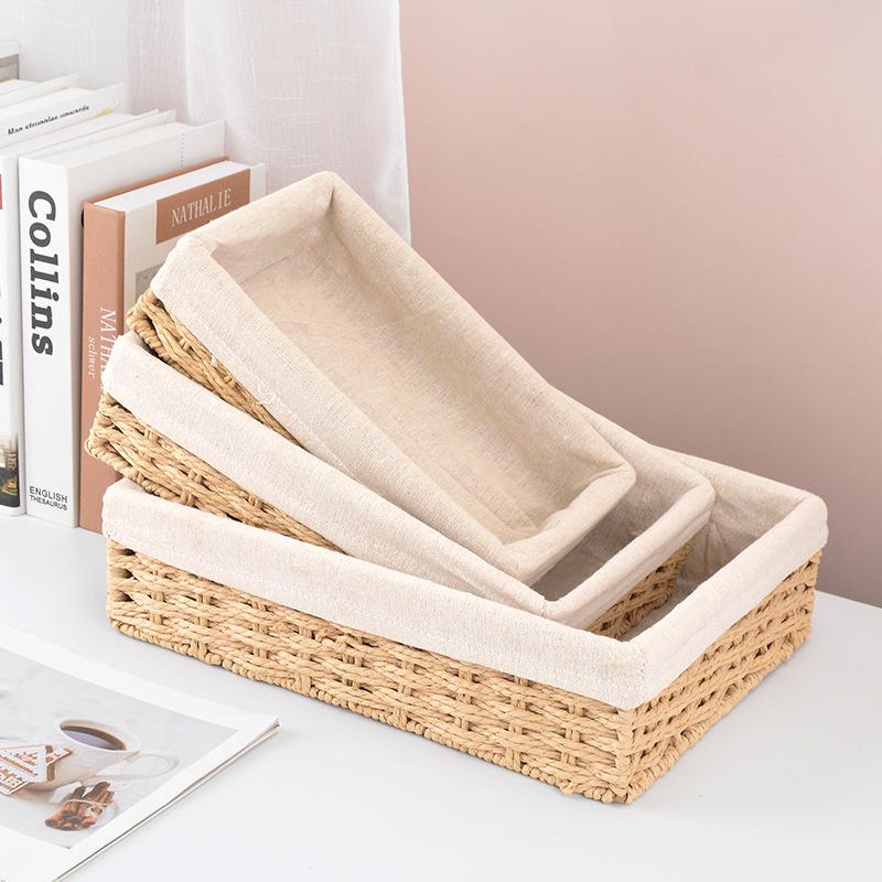 Handmade Woven Seagrass Storage Basket Organizer Bin for Desk Shelf Closet Farmhouse Decor for Snacks & Cosmetics