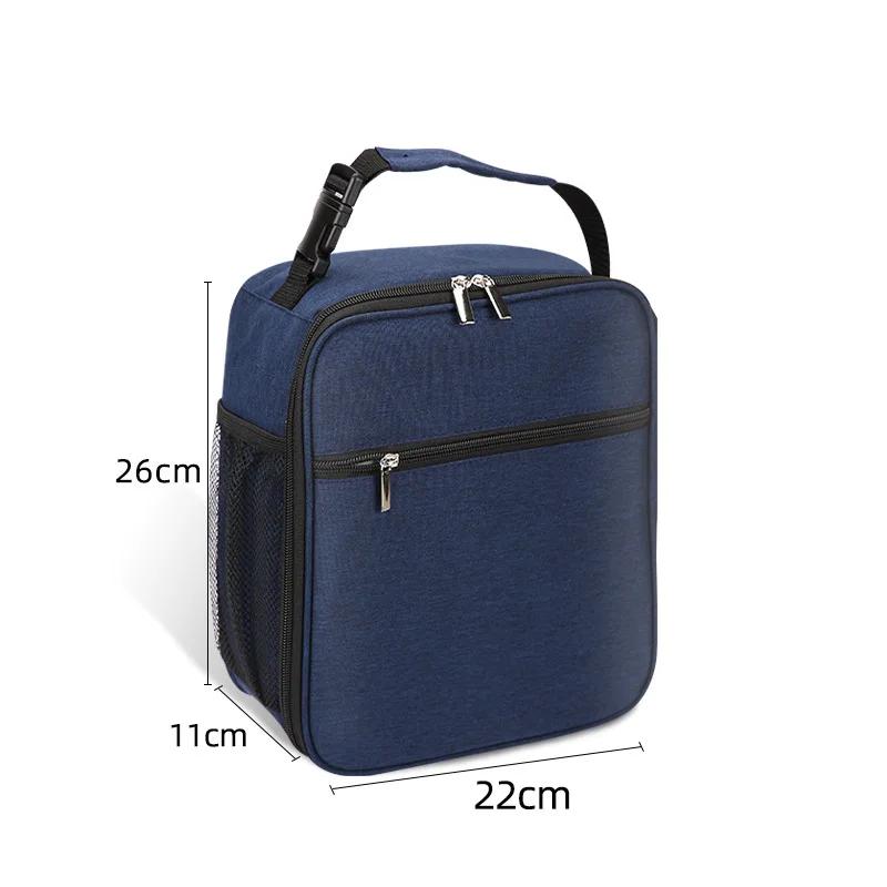 Thermal Lunch Bag for Women Gray Oxford Cloth Aluminum Foil Insulation Shoulder Bag Waterproof Picnic Cooler Container Handbags