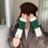 1Pair Fingerless Gloves Solid Color Plush Warm Knitted Soft Half-Finger Flexible Cold-proof