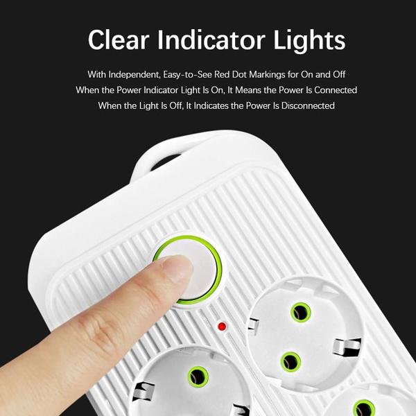 1PC Portable EU Plug Power Strip, 3/6 Widely Outlets with 5 USB Ports (1 USB C), Extension Socket for Travel Office Dorm Home