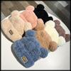 Knitted Bear Ear CZ643 [White Fang] Hat, Stylish, Thick, Warm, Cute, Fluffy, Autumn/Winter, Women's (White)
