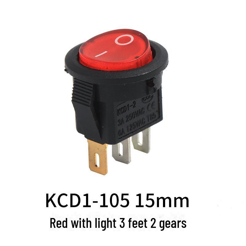 

Круглий перекидний перемикач із підсвічуванням KCD15 - водонепроникний, овальний, 3-ножний перемикач 3-pin 2-speed 15MM