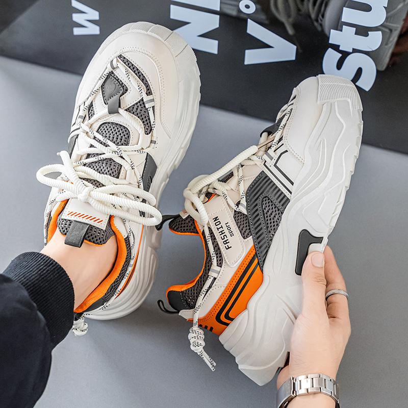 New Fashion Men 's Four Seasons Comfortable Thick Sole Shoes Students BoysTrending Soft Sole Breathable Casual Running Sneakers