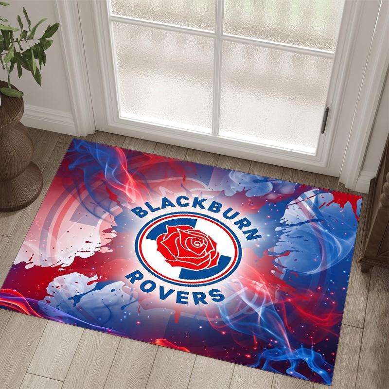 Blackburn Rovers Football Design Crystal Velvet Carpet Cozy Non?Slip Printed Rug For Bedroom Living Room Entrance