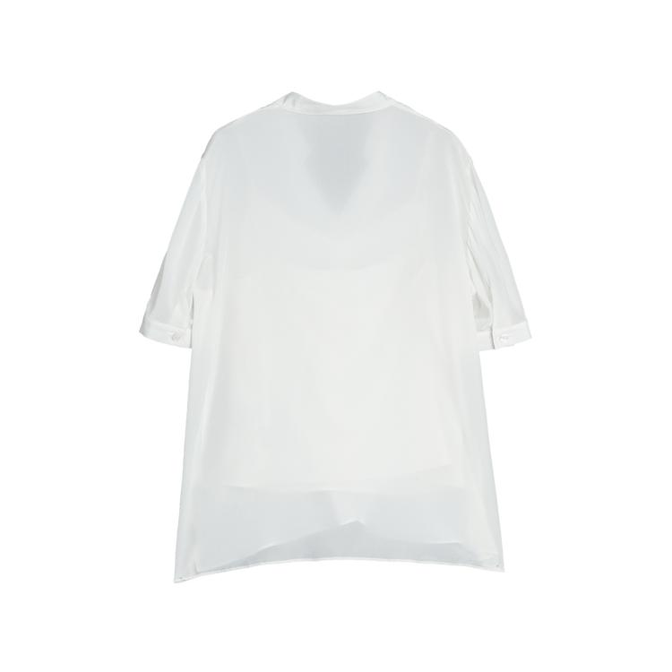 ELLE Loose V-Neck Solid Color Short Sleeve Shirt Women Tops Off-White EM47888