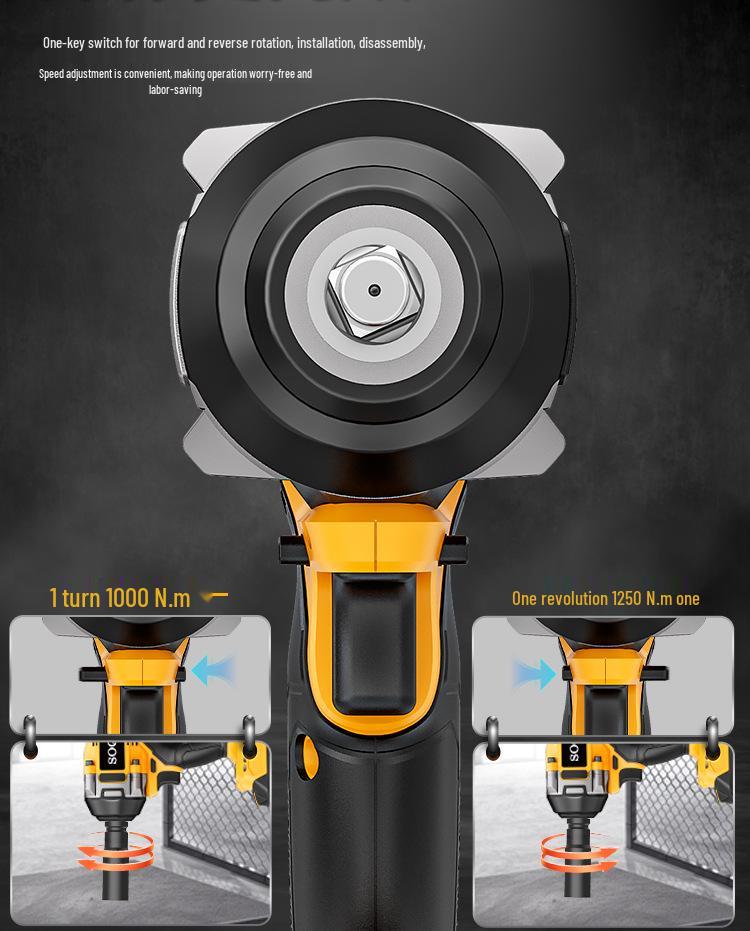 Rechargeable Electric Impact Wrench with High Torque Brushless Motor and Lithium Battery
