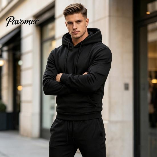 Comfortable Men Sportswear Hoodie Pants Two Piece Set for Men, Sports Hooded Sweatshirt Mens Athletic Tracksuit & Drawstring Sweatpants, Fall
