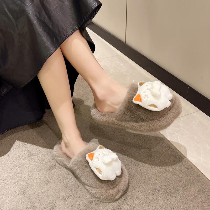 Fashion 2025 NEW Slippers Women's Thick Bottom Cotton Slippers Fashionable All-Weather Fur Slippers Autumn Winter Wear