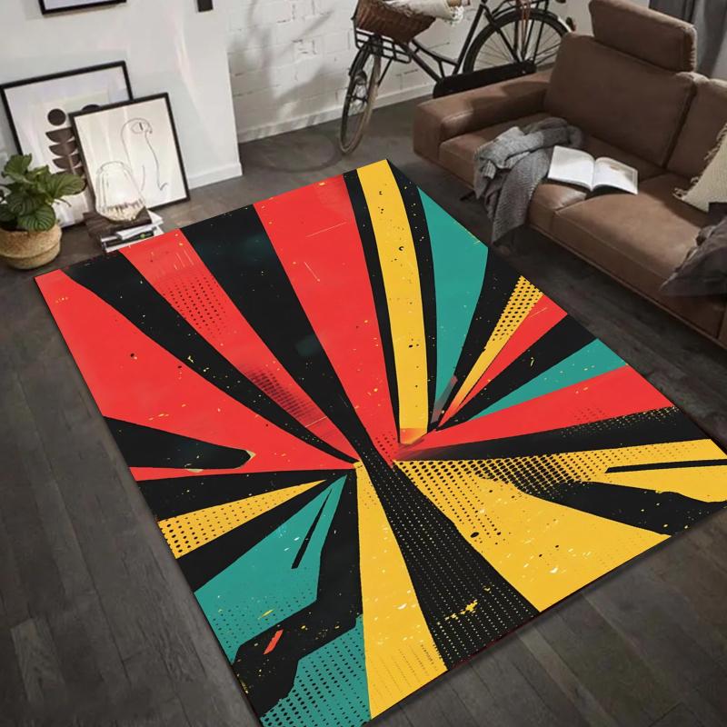 Retro Burst Pattern Area Rug Colorful Starry Floor Mat Carpet for Living Room Home Decoration Living Room Bedroom Carpet