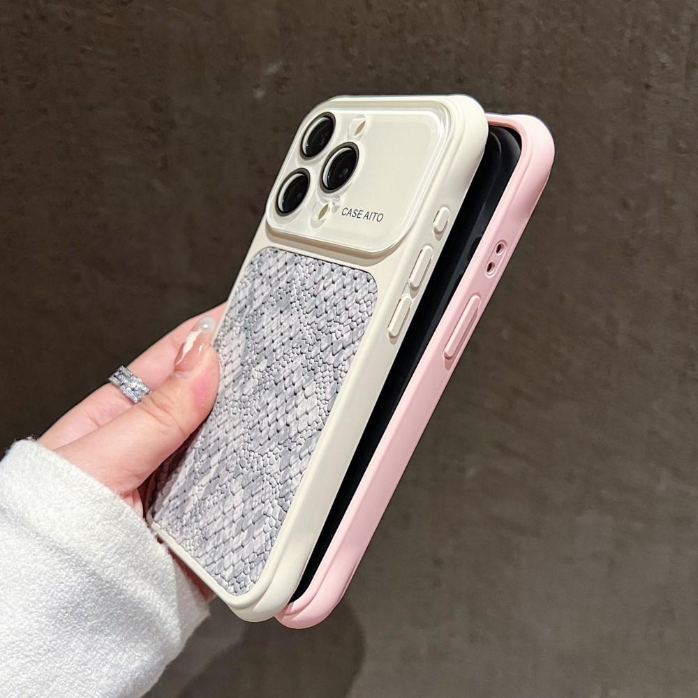 Large Window Snake Skin Leather Texture Phone Case For For Iphone 17 16 1 14 Pro Max Camera Protection Matte Shockproof Armor Cover