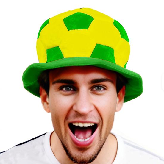 Erwachsenenhut Weicher Plüsch Bequem Universell Passend Fußballkappe Gelb Grün Fußballform Party Karneval Anfeuerungszubehör Fan-Accessoire