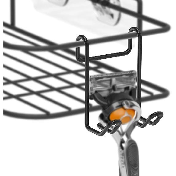 Linkidea Shower Caddy Shelf Hooks, Stainless Steel Hangers for Wall Mounted Shower Room Basket Attachment, Organize Loofah, Razor, Body Brush,