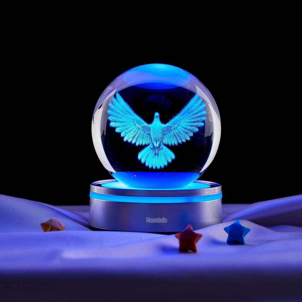 Colorful Wooden Base Crystal Ball Night Light - Creative Birthday Gift for Boys & Girls