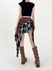 Damen A-Linie Karierter Rock Vintage Mode Ästhetik Y2k Asymmetrischer Minirock Harajuku Koreanischer Rock 2000er Jahre Kleidung Sommer