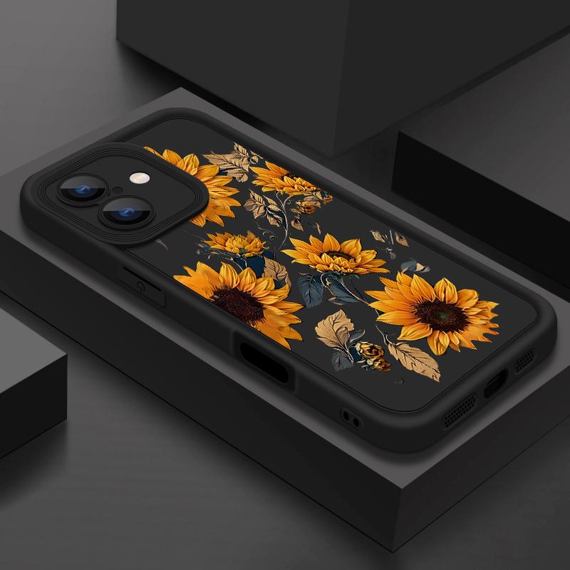 Sunflowers Pattern Case For iPhone 16 Pro Max 16e 15 14 13 12 11 XR XS 8 7 Flowers Patterned Shockproof Soft Silicone Colourful Phone Cover