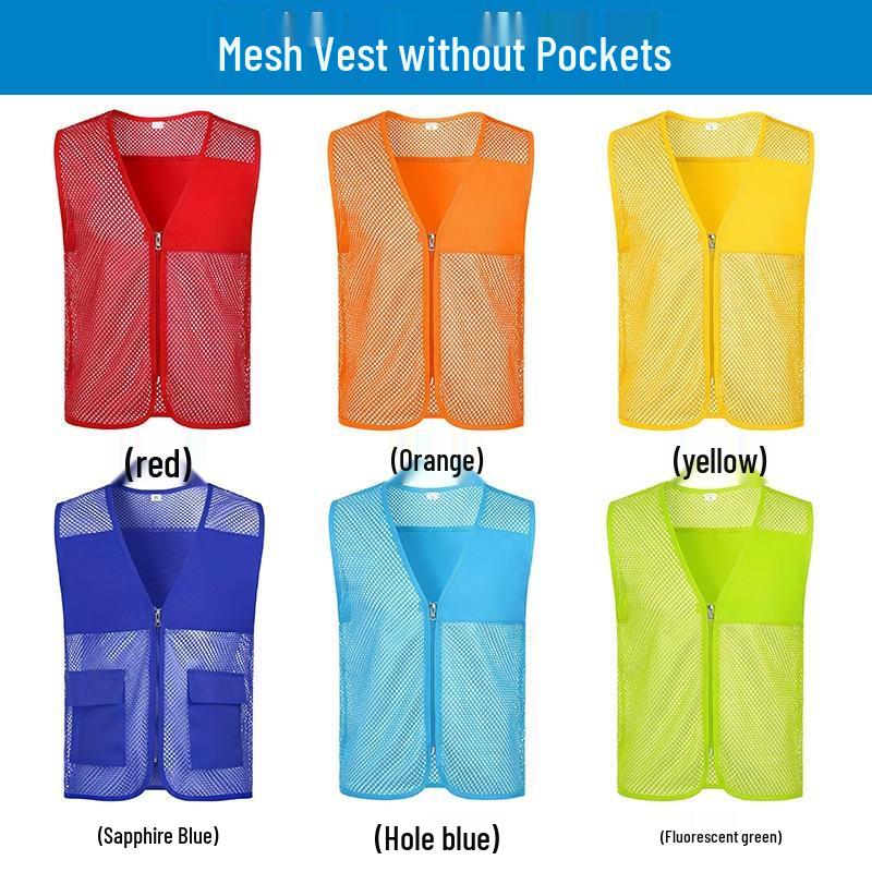 HANDUNYOU Summer Red Volunteer Mesh Vest