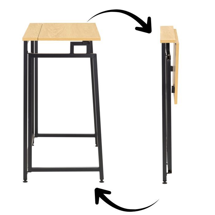 Bureau d'ordinateur pliable 80 cm – table de travail compacte aspect bois brun clair