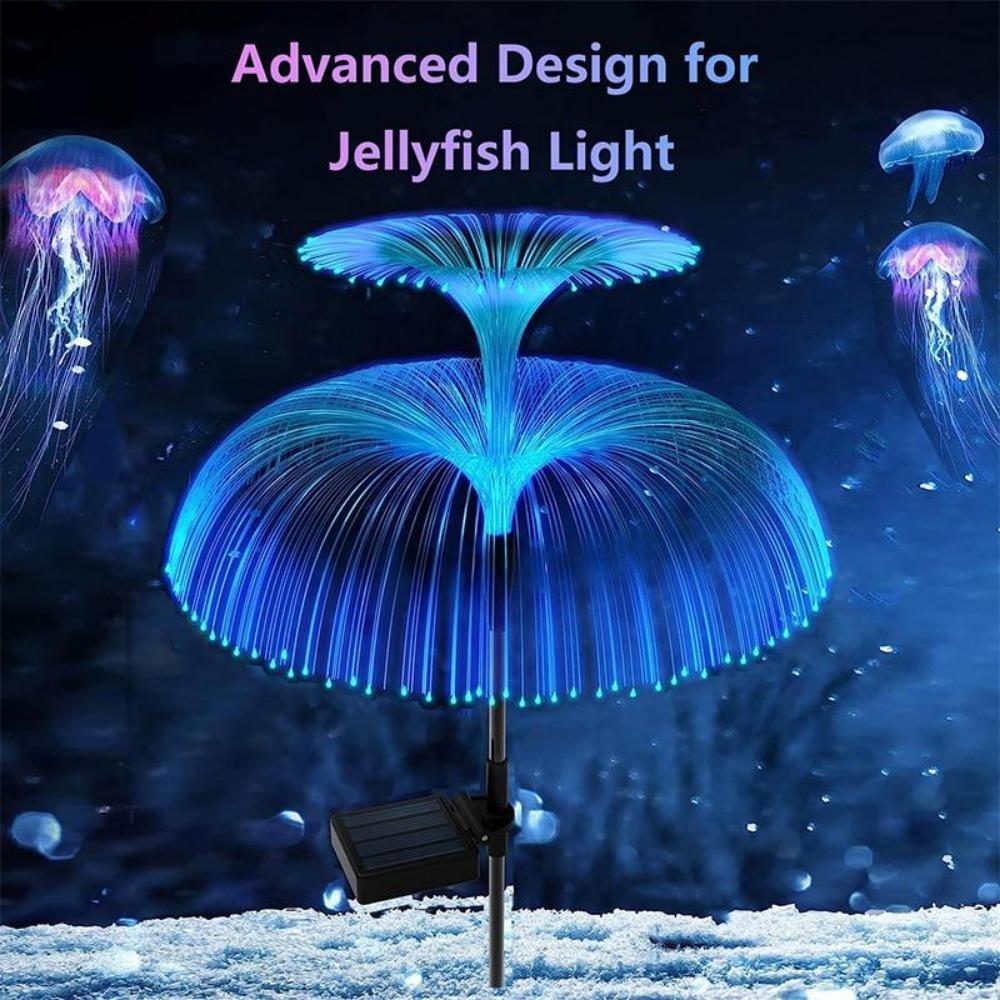 Solar Garden Lights Outdoor Waterproof Fiber Optic Jellyfish Lawn Lights Outdoor Patio Villa Yard Decor Garden Decoration Ground Plug-in Lamp