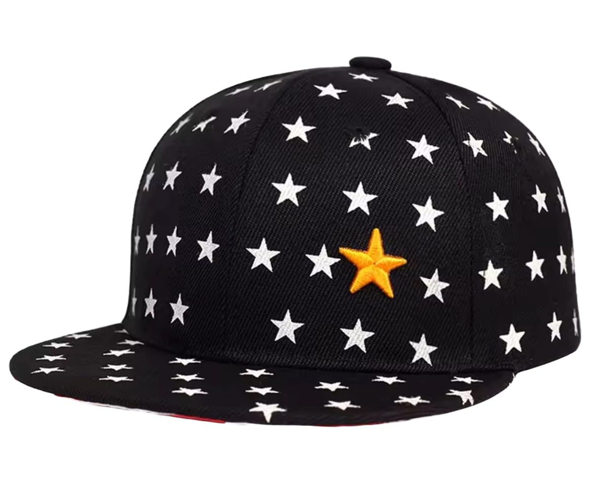 

Sproutsy Kids Flat Visor Star Cap, Star Pattern, Kids Cap Hat for Boys and Girls, Flat Visor with Star Pattern (JP, Number Size, 52.0 cm, Black)