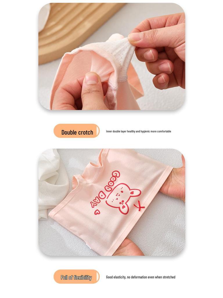 Girls' Pure Cotton Antibacterial Boxer Briefs for Kids - No Wedgie Design