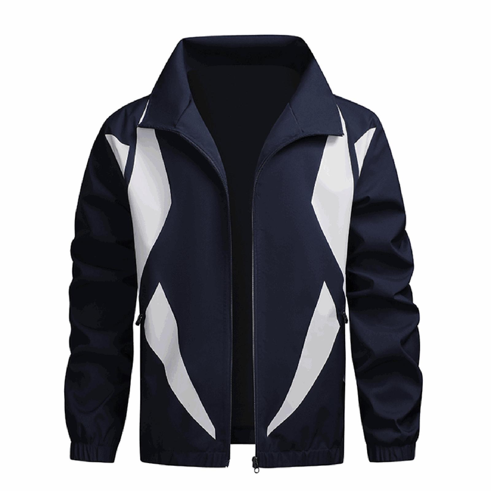 

Men S Loose Jacket Fashionable Multi Pocket Jacket XL темно-синий