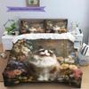 Ragdoll Cat and Fresh Flowers Pattern Bedding Home Decoration Birthday Gift (1 * Duvet Cover + 2 * Pillowcase, Without Core)