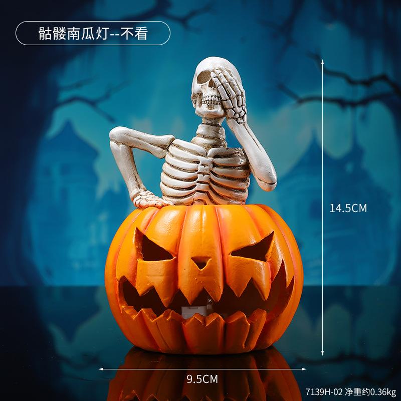 Creative Halloween Jack-o-lanterns Ornament Party Funny Atmosphere Decoration Props Ghost Festival Skull Resin Crafts